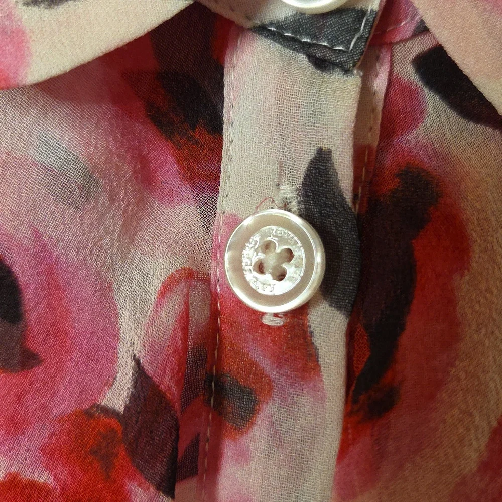 Kate Spade Roses Ruffle Silk Top In Size 2. - Picture 11 of 16